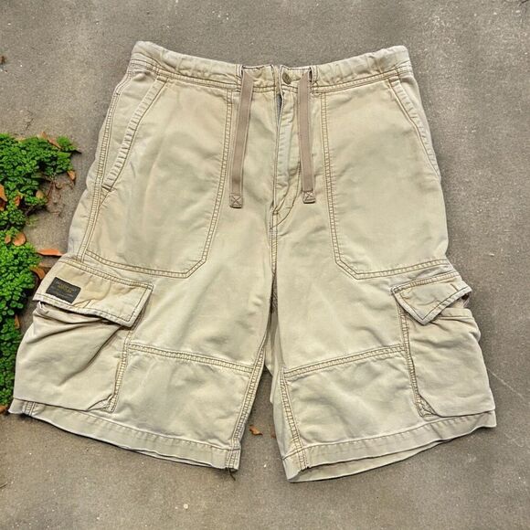 American Eagle Outfitters Y2K Cargo Utility Tan Brown Vintage Shorts Men's 30 - Picture 1 of 7